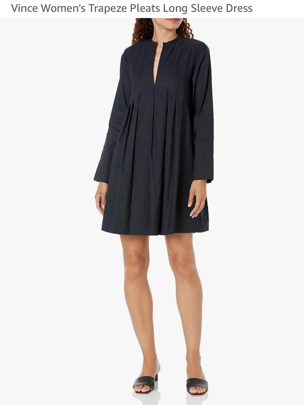 NWT Vince Trapeze Pleats Long Sleeve Dress in Coastal Blue